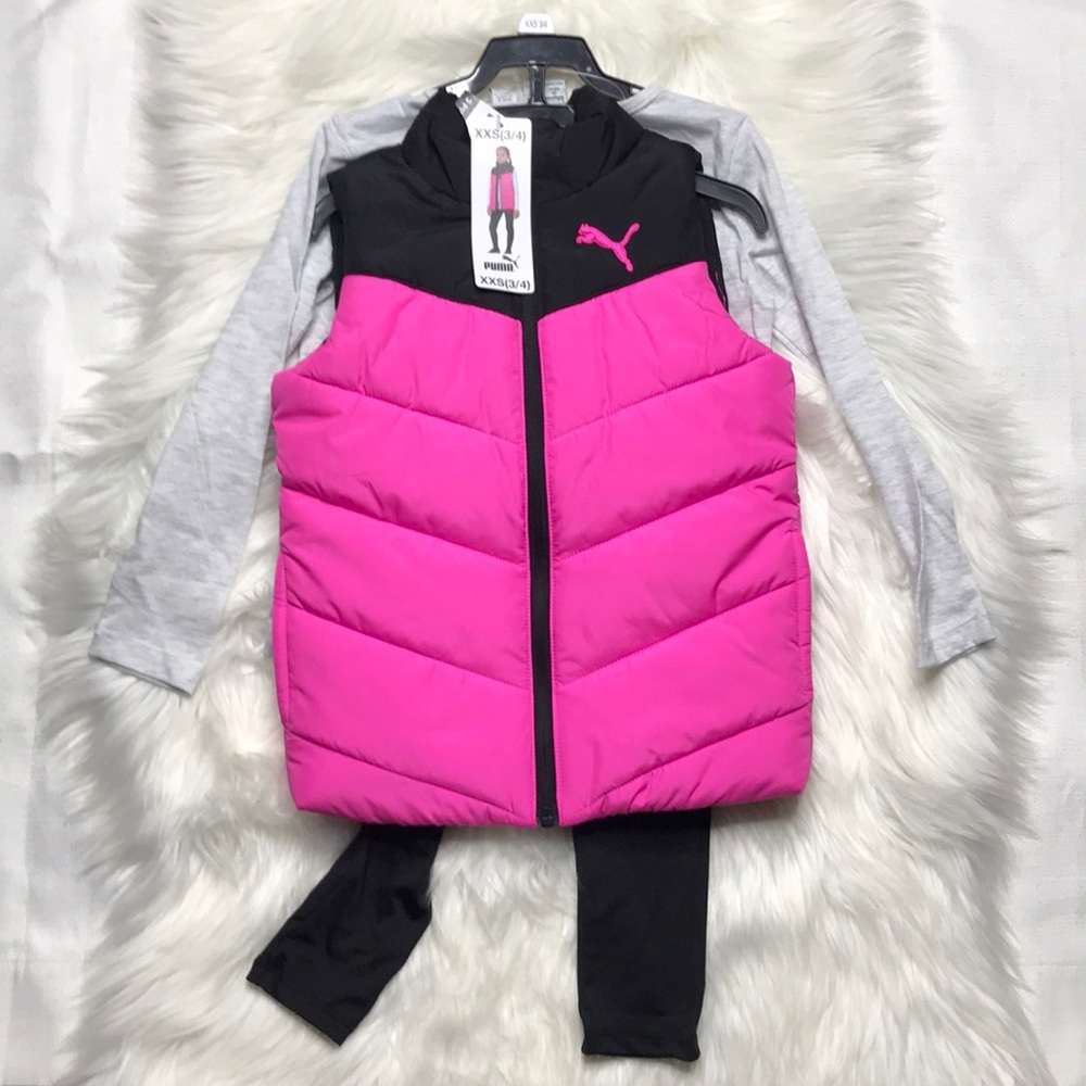 PUMA 3-Piece Vest Set, Size XXS 3/4 **Color Pink